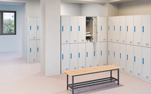 S-LINE 906 skříň 6-boxová, 1850x900x500 mm, šedá/úchytka modrá